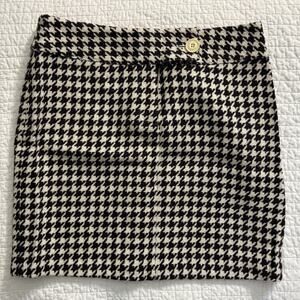 Vineyard Vines Black & Cream Wool Skirt W/ Silk Trim Shep & Ian Houndstooth